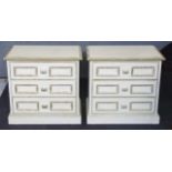 Pair of 3 drawer bedside chests