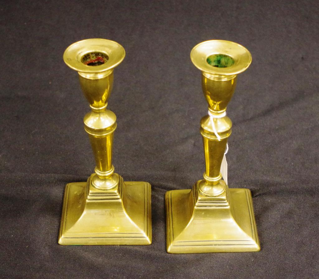 Pair antique brass candlesticks - Image 2 of 2