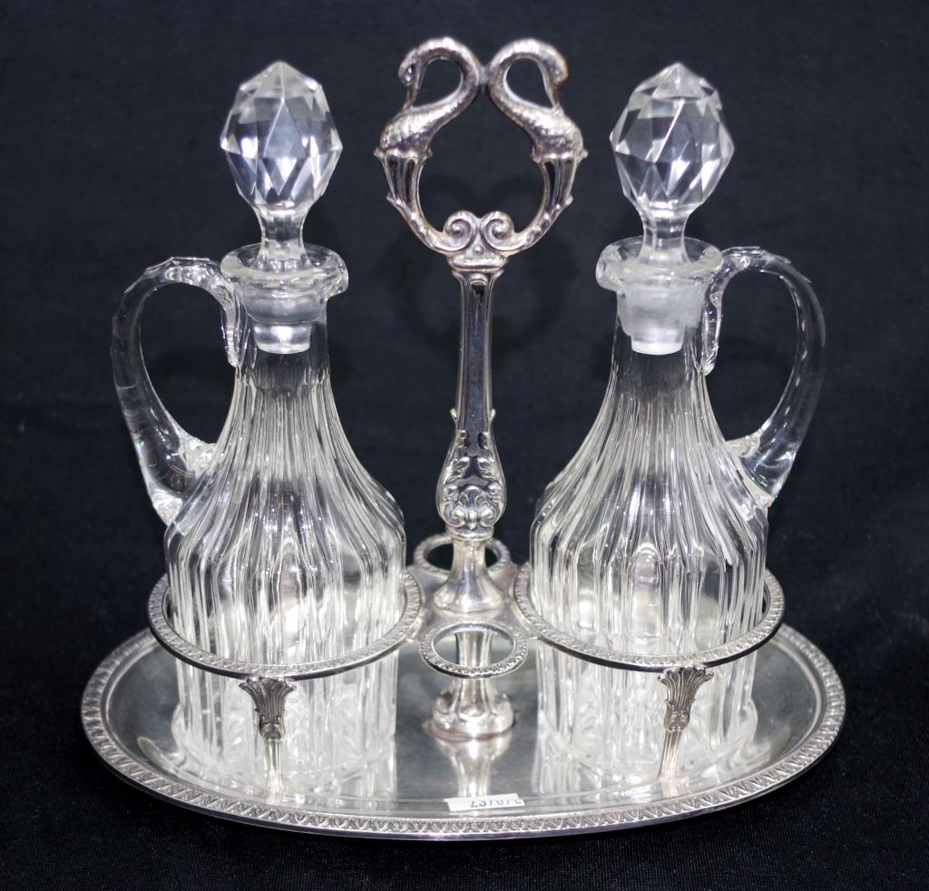 Italian silver and glass condiment set - Image 3 of 3