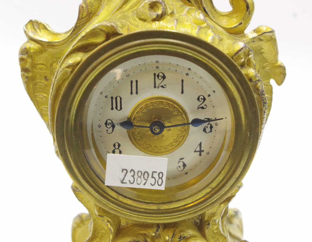 Ornate gilt metal bedroom clock - Image 2 of 3