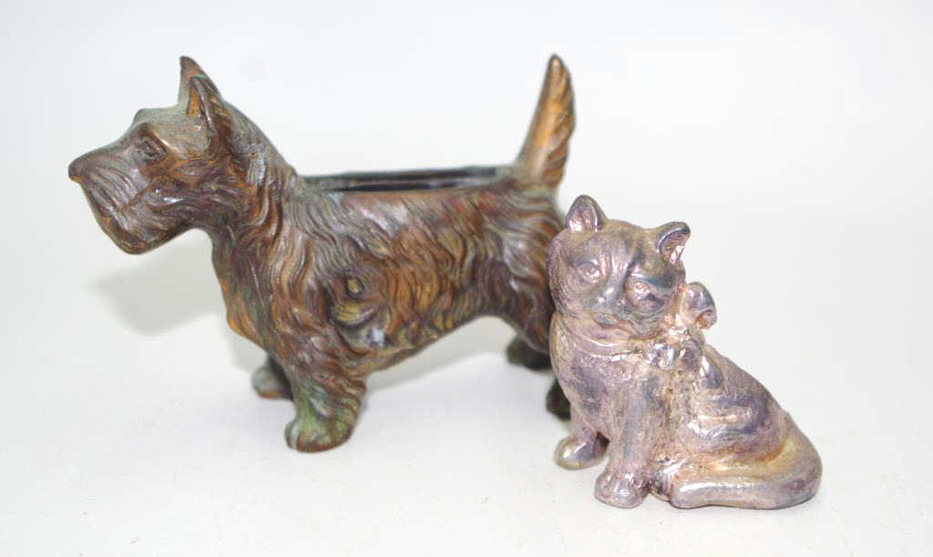 Two various vintage metal animal pin cushions