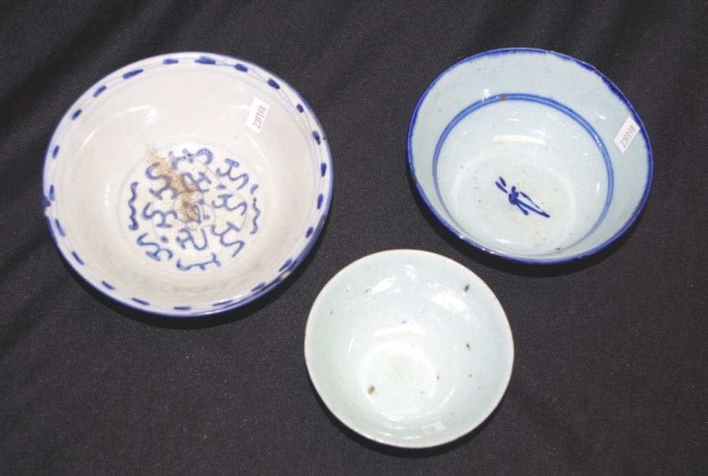 Three various early Chinese pottery bowls - Image 2 of 3