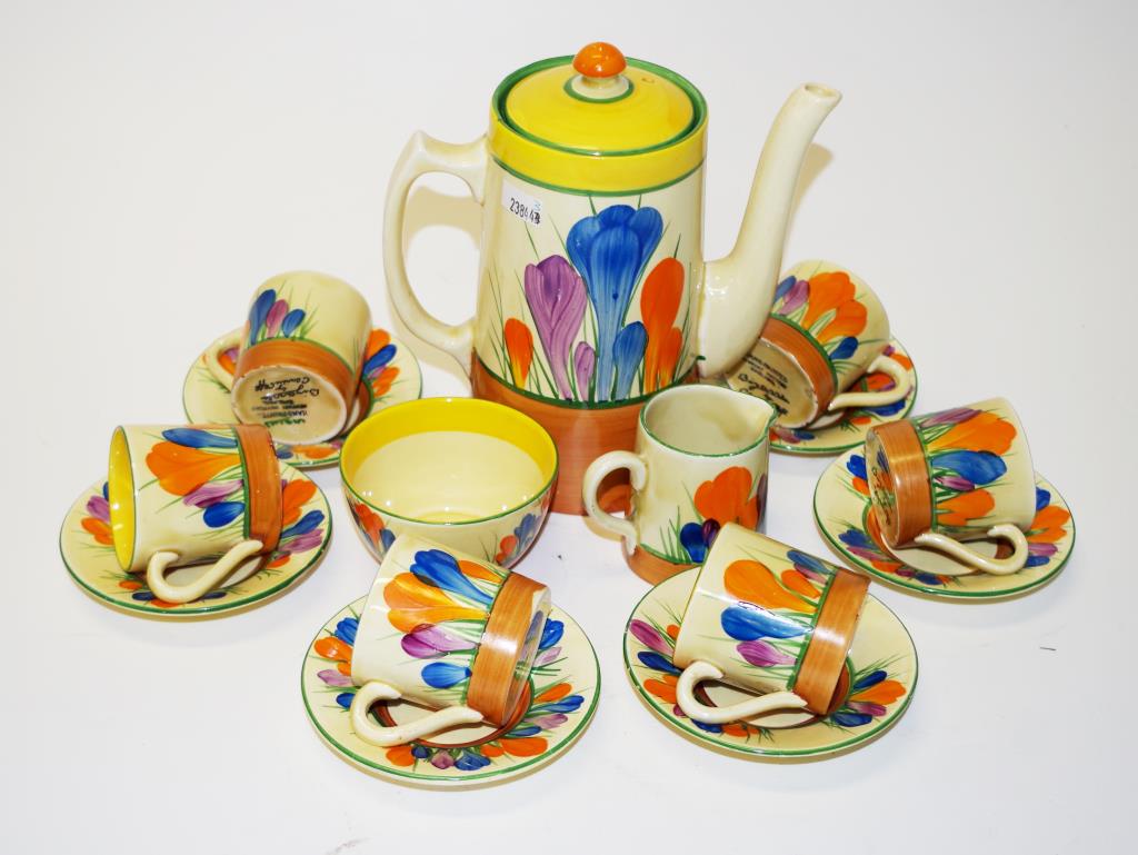 Clarice Cliff Bizarre "Crocus" coffee set - Image 2 of 7