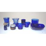 Collection vintage blue glass condiment liners