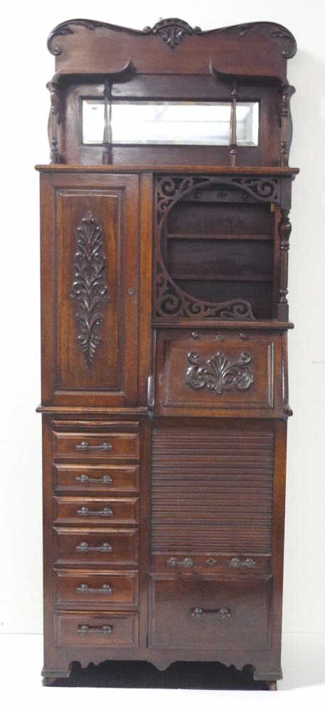 Antique American oak dental cabinet