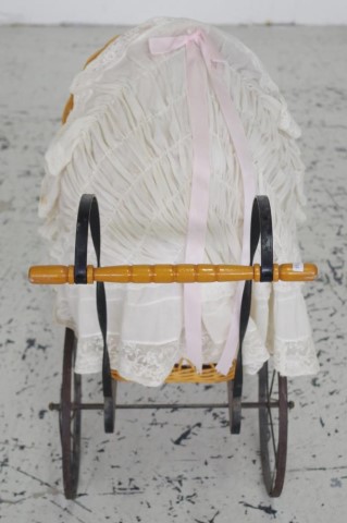 Rattan and metal dolls pram - Image 2 of 2