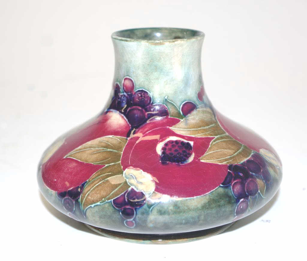 Walter Moorcroft open pomegranate squat vase