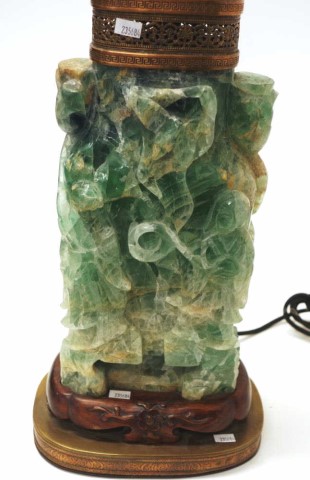 Chinese carved figural fluorite lamp - Image 4 of 6