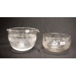 Two antique 19thC glass wine rinser