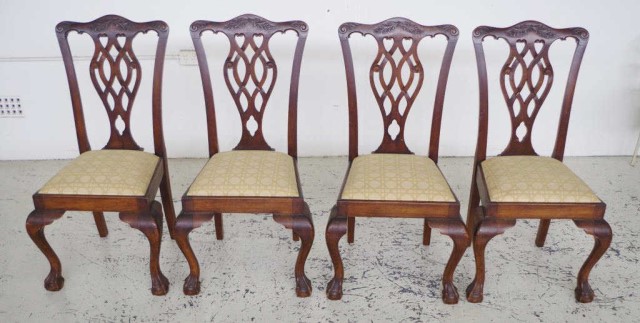 Set of 8 vintage Chippendale style dining chairs - Image 2 of 2