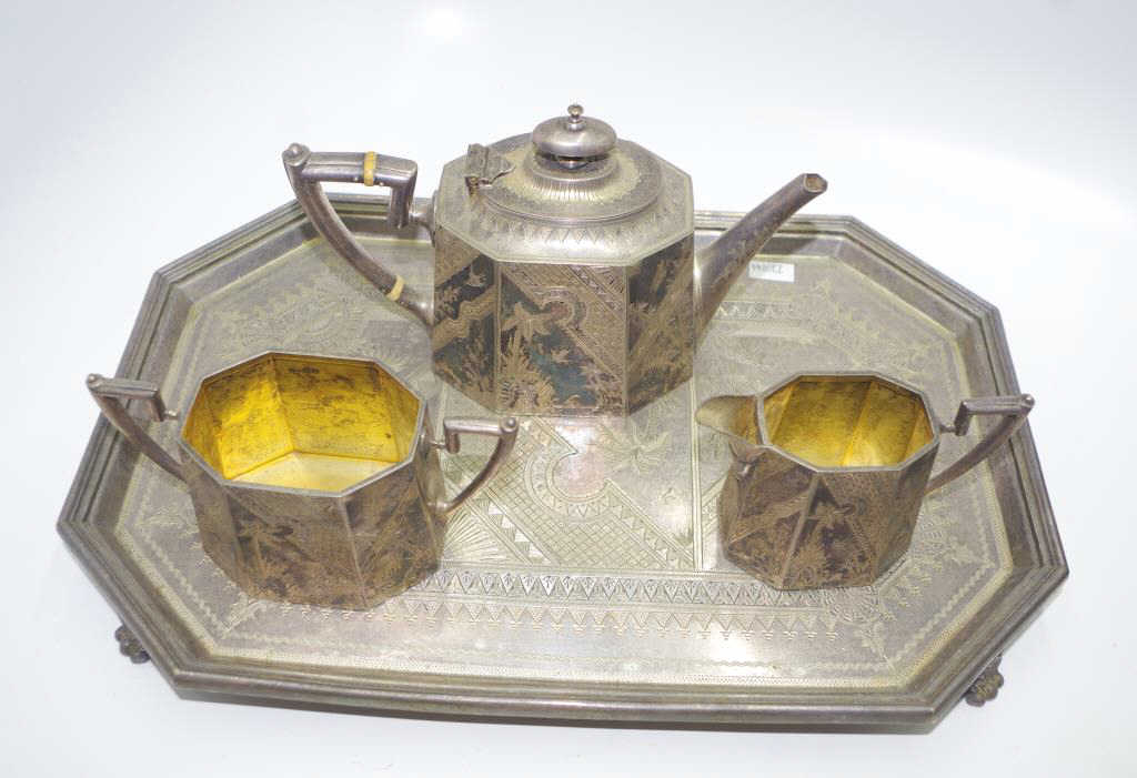 Victorian Aesthetic Movement plated tea service - Image 2 of 4