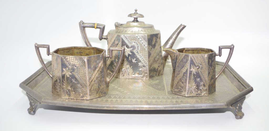 Victorian Aesthetic Movement plated tea service