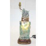 Chinese carved figural fluorite lamp