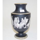 Prattware black glaze vase