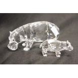 Swarovski hippo mother and baby