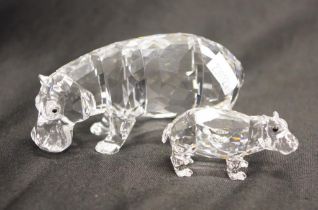 Swarovski hippo mother and baby