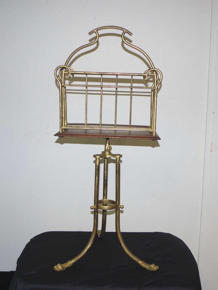 Antique gilt brass and timber book stand - Image 3 of 3