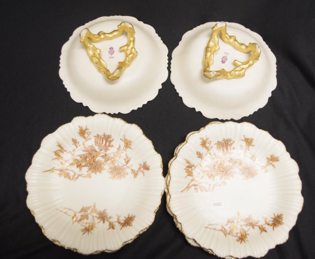 Antique Royal Worcester blush ivory dessert set - Image 3 of 4