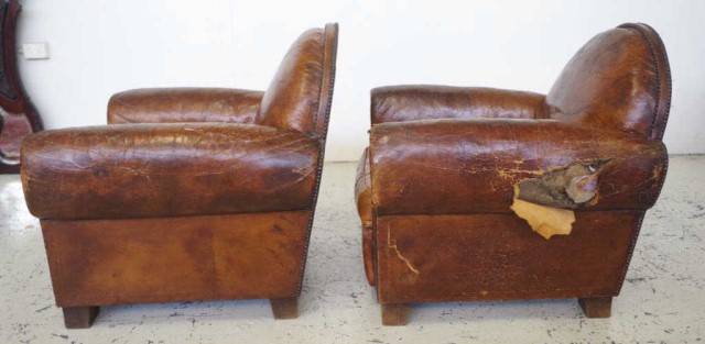 Pair of Art Deco leather upholstered club chairs - Image 3 of 5