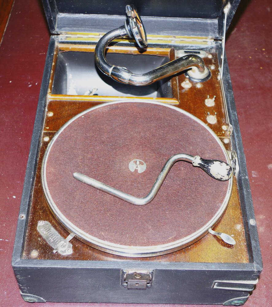 Vintage HMV portable phonograph - Image 2 of 4
