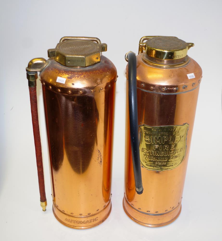 Two polished copper & brass fire extinguishers - Image 2 of 2