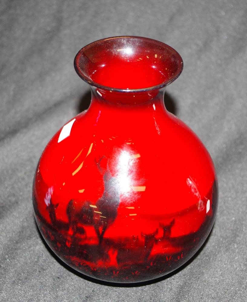 Royal Doulton Flambe stag vase - Image 2 of 4
