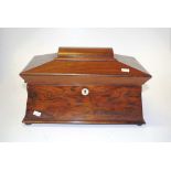 William IV rosewood tea caddy on four bun feet