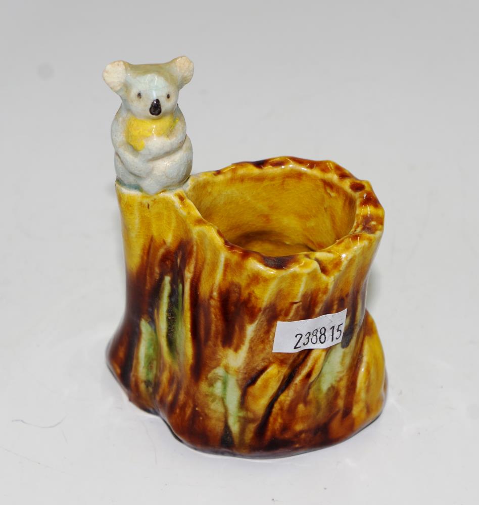 Grace Seccombe Australian pottery koala on a stump - Image 2 of 4