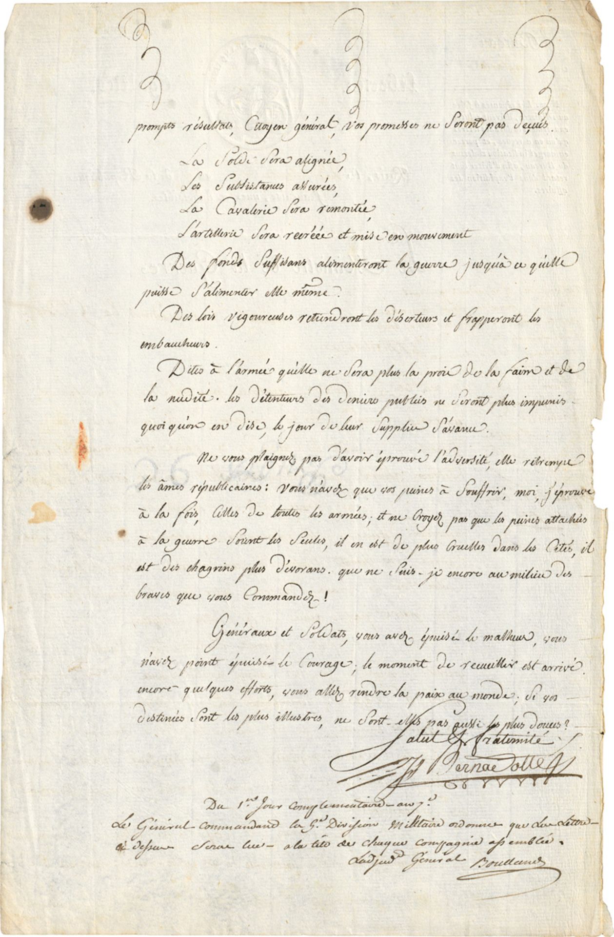 Bernadotte, Jean Baptiste und : 3 Briefe