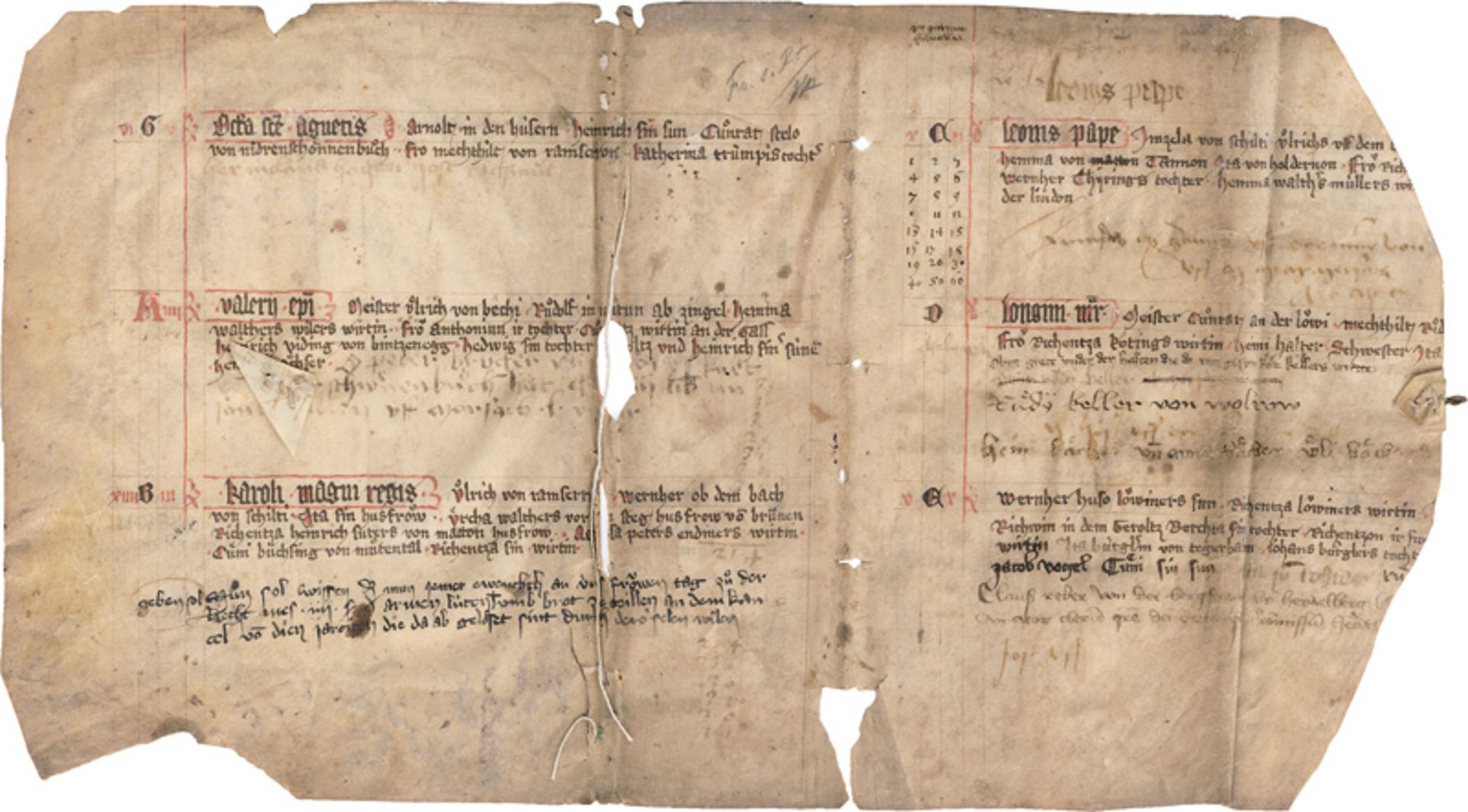 Wasson-Vätör: Messenverzeichnis. Fragment einer deutschen Handschrift ...