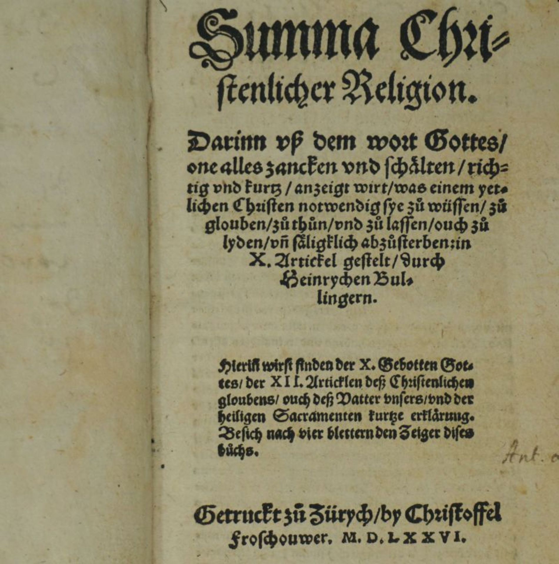 Bullinger, Heinrich: Summa christenlicher Religion 