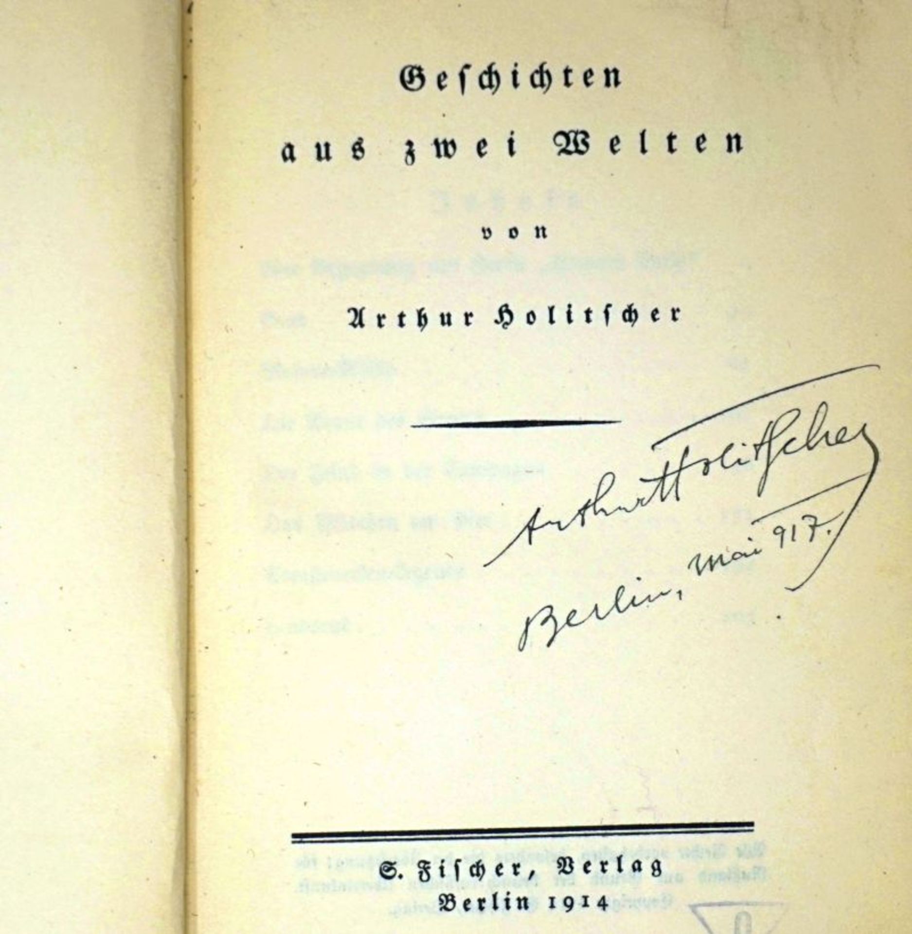 Holitscher, Arthur: Geschichten aus zwei Welten (signiert)