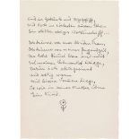 Hesse, Hermann: Gedichtmanuskript mit Aquarell