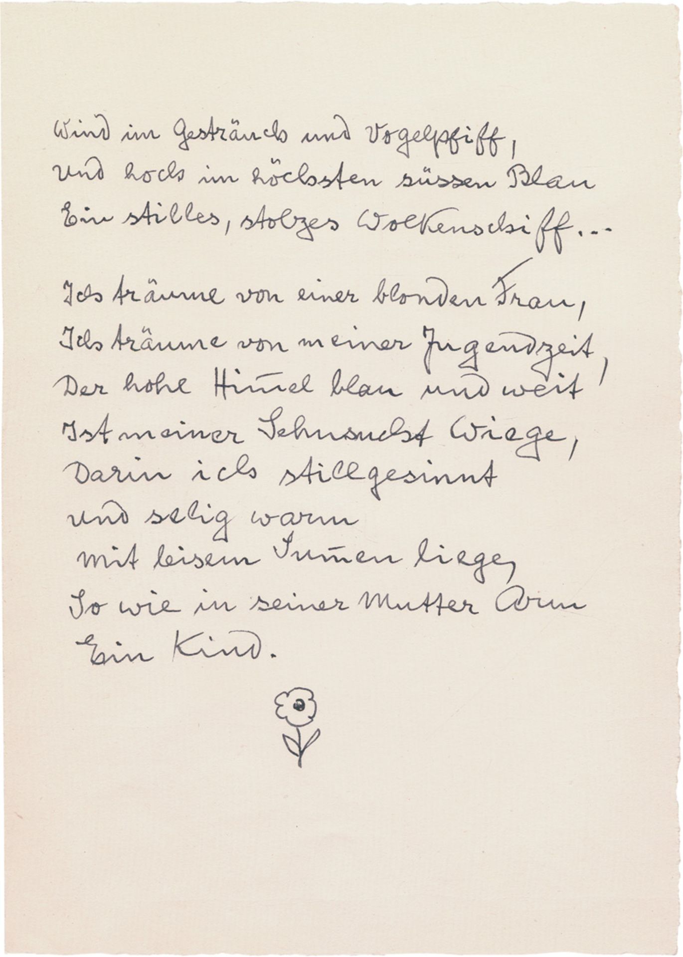 Hesse, Hermann: Gedichtmanuskript mit Aquarell