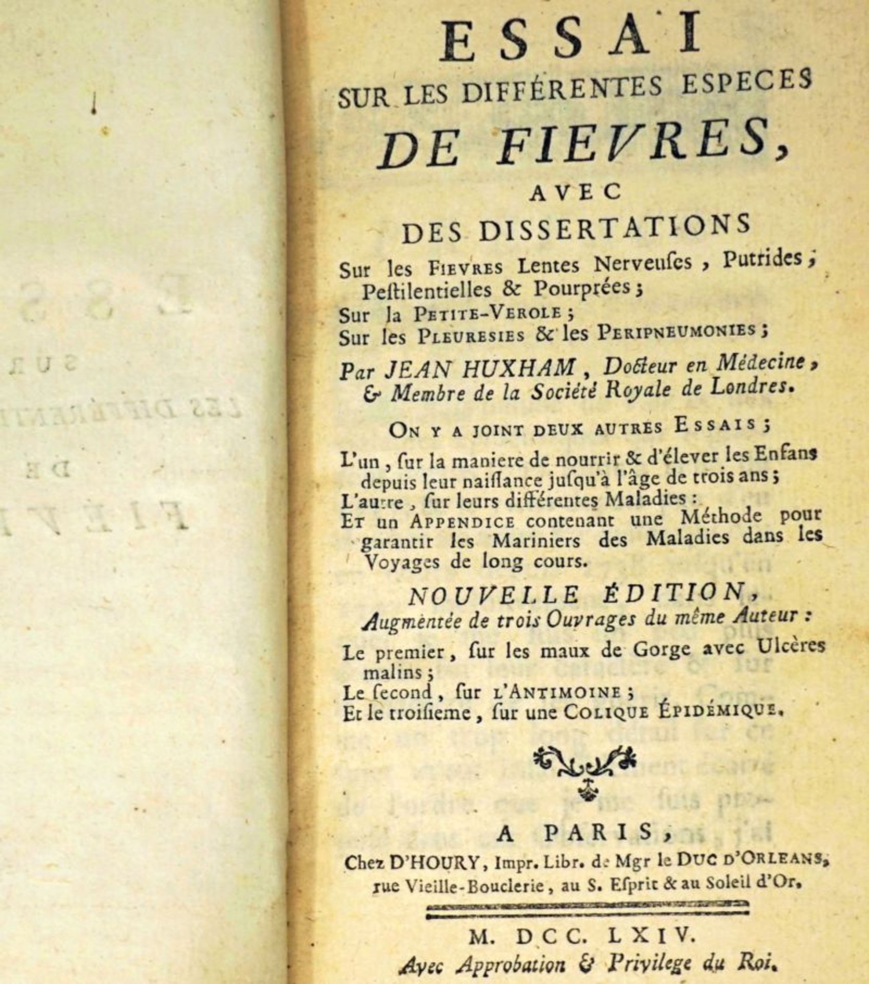 Huxham, John: Essai sur les différentes especès de fièvres