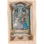Christus im Tempel: Einzelblatt eines spätmittelalterlichen Stundenbuchs auf...