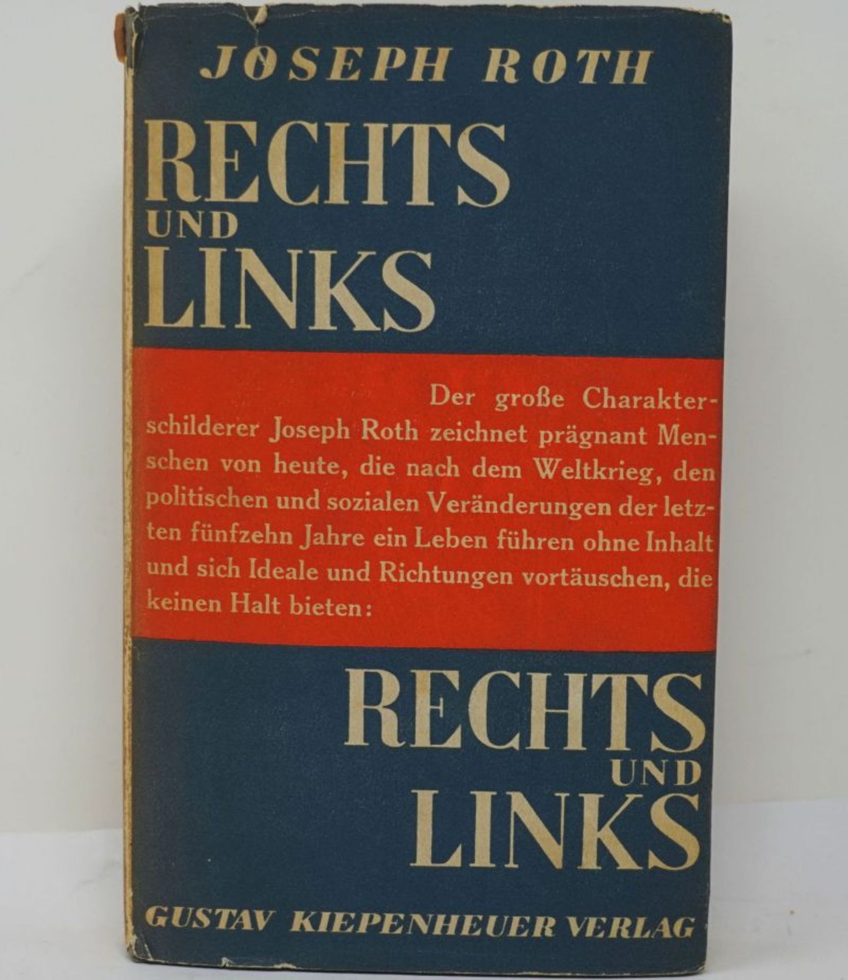 Roth, Joseph: Rechts und links. EA mit OUmschlag