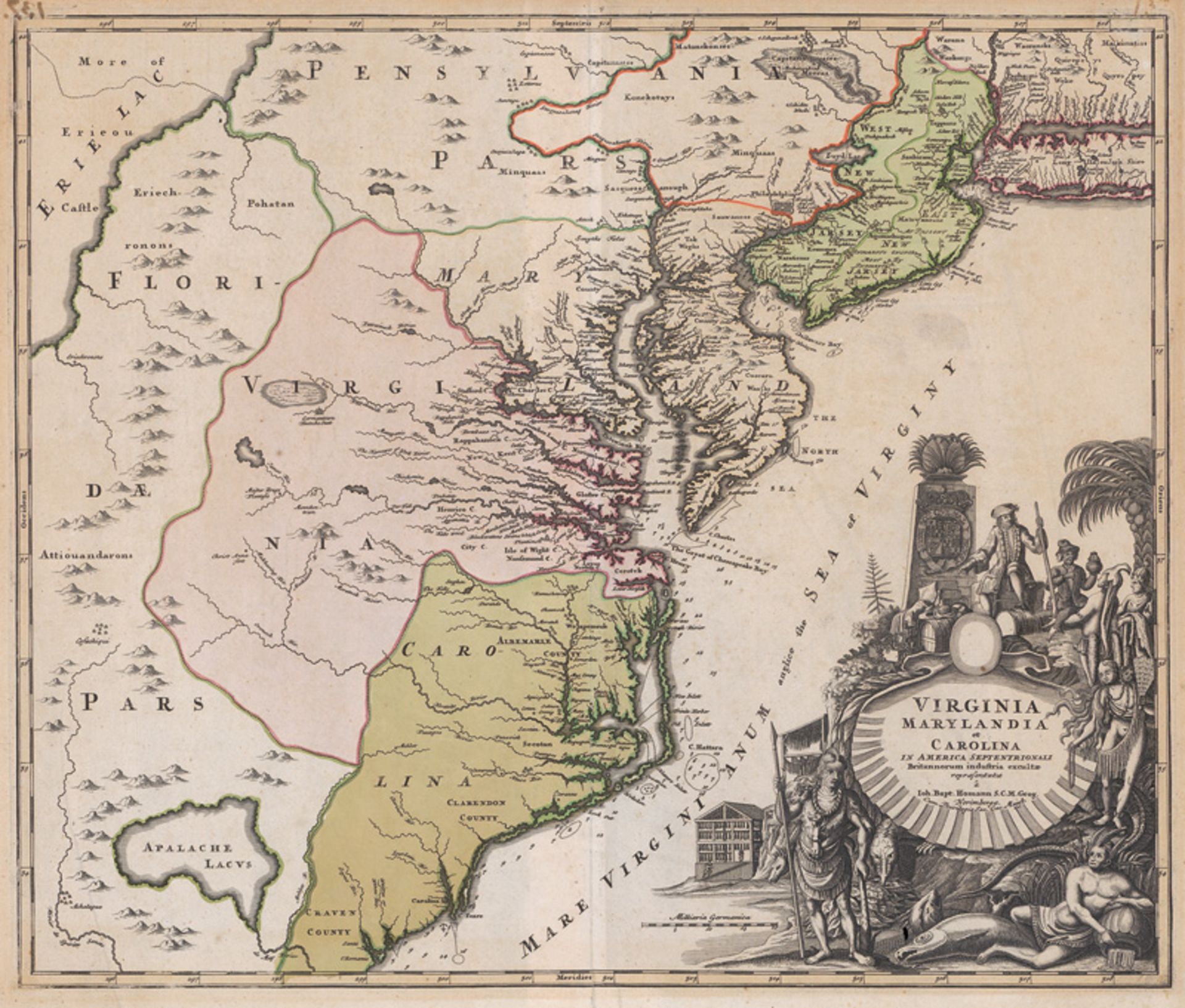 Homann, Johann Baptist: Virginia, Marylandia et Carolina in America