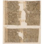 Justinianus: Fragment aus einer lateinischen Handschrift auf Pergamen...