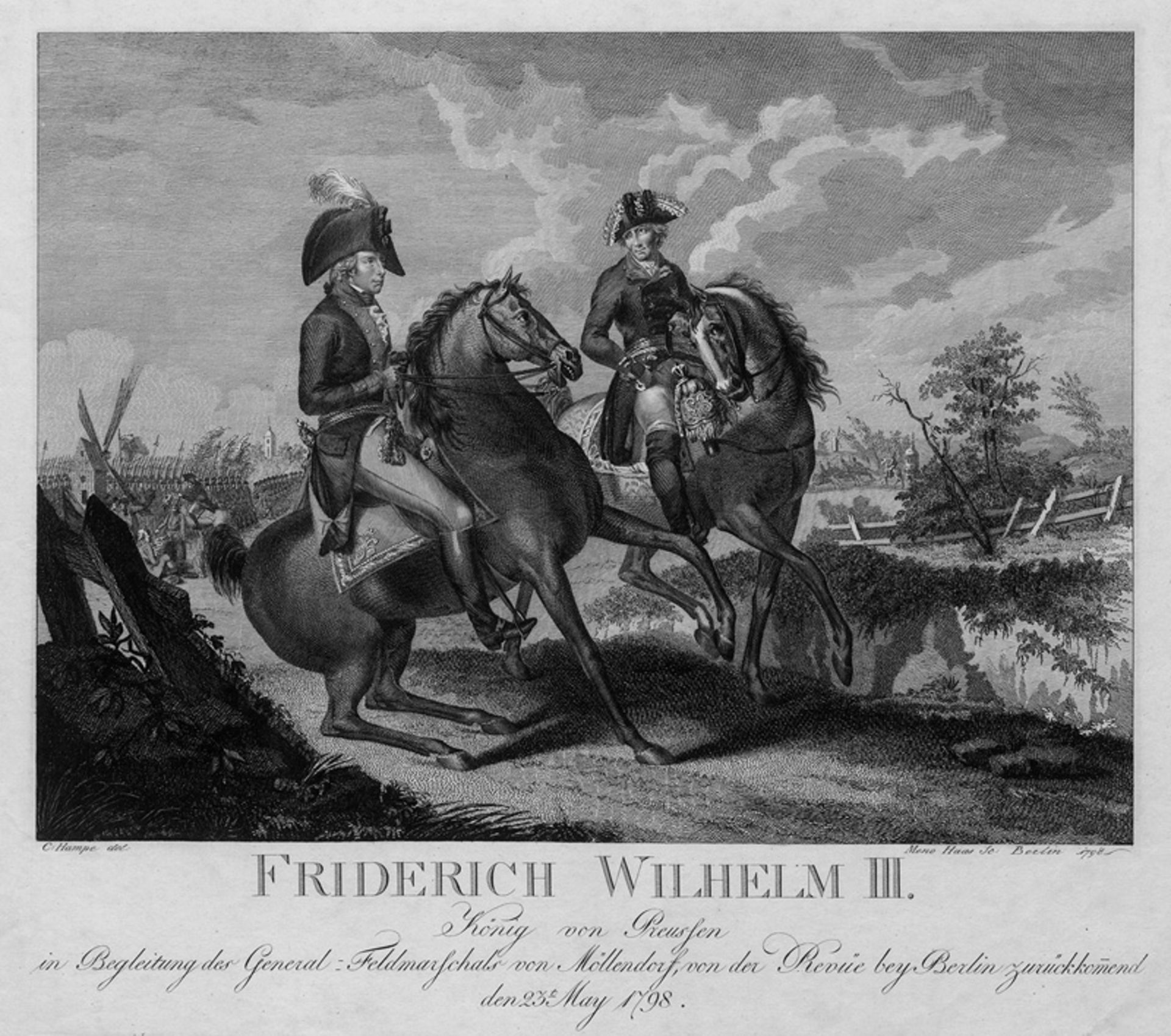 Friedrich Wilhelm III., König von P...: Konvolut von 2 Kupferstichen und 2 Lithographien