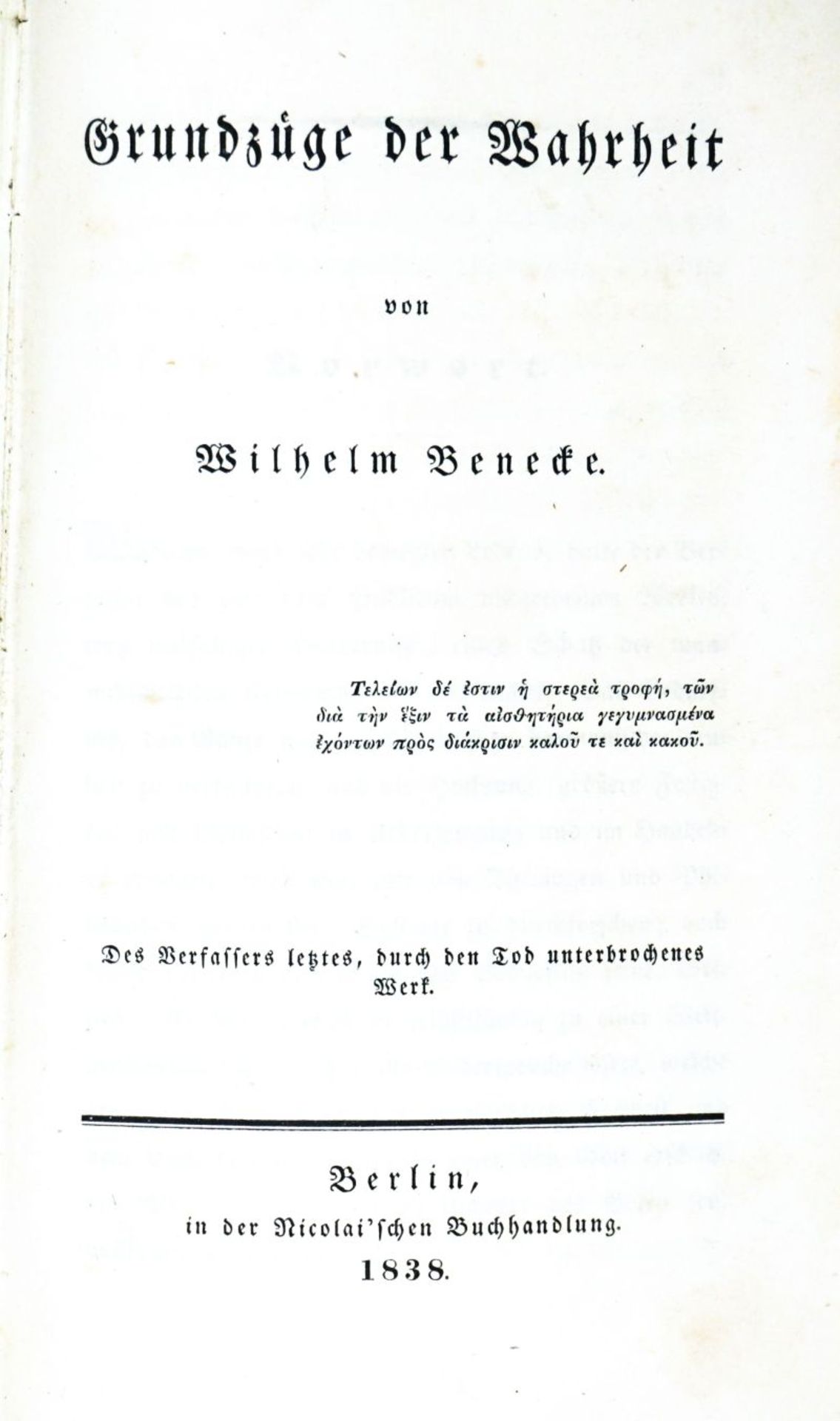 Benecke, Wilhelm: Grundzüge der Wahrheit