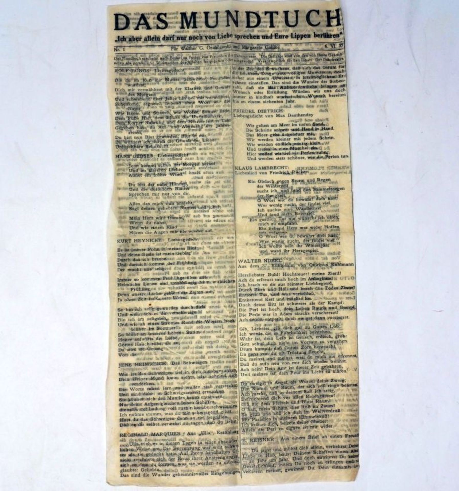 Mundtuch, Das und Rabenpresse: Nr. 1