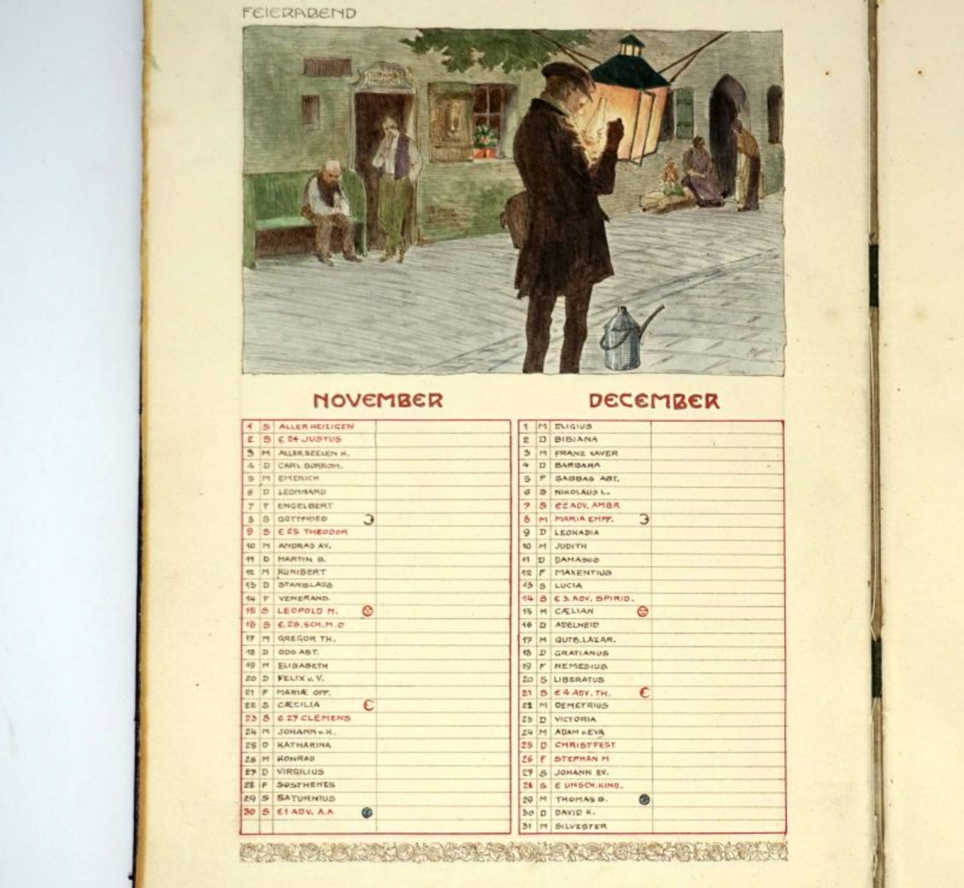 Kalender für das Jahr 1902: Handgestalteter Kalender im Jugendstil