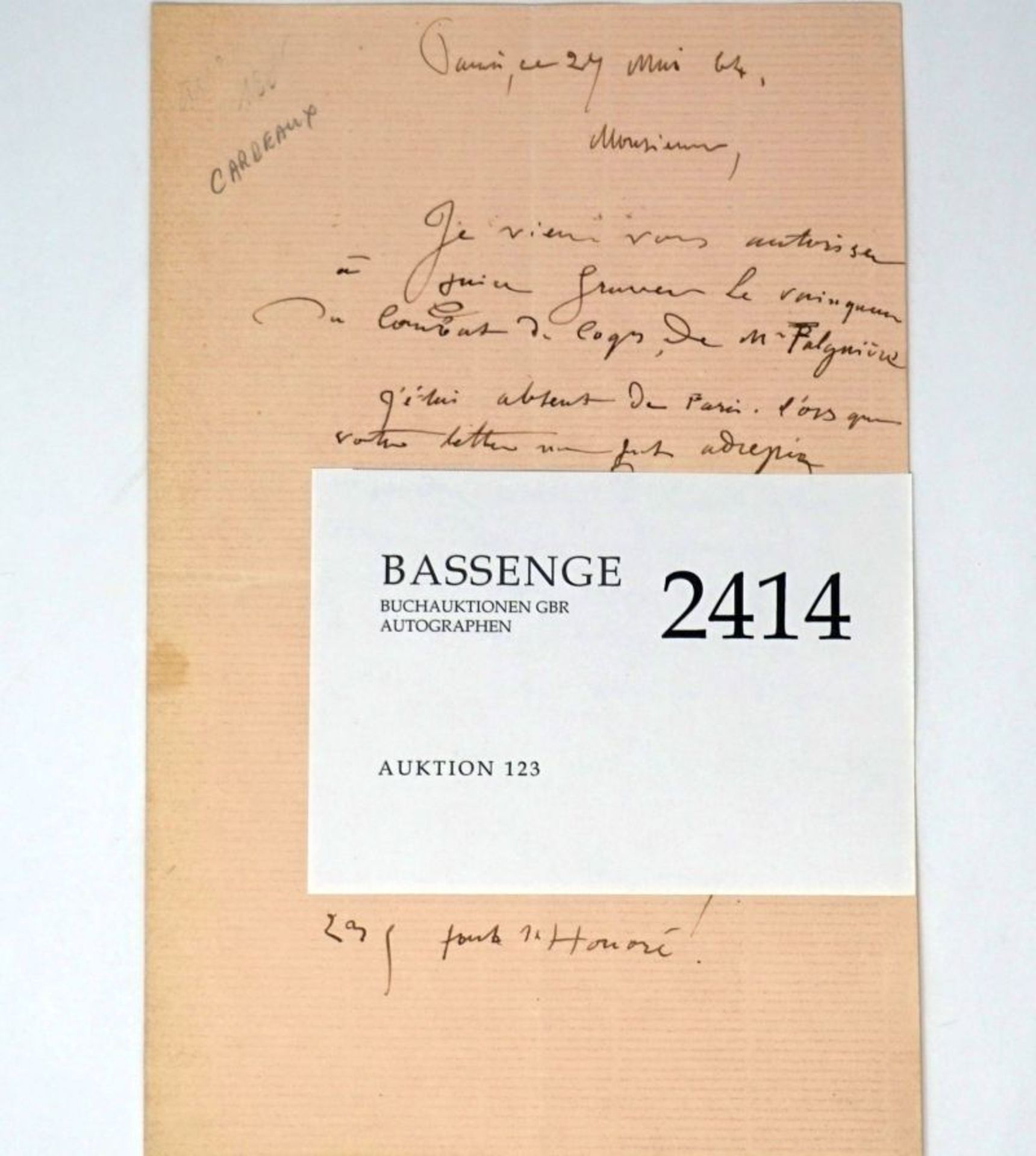 Carpeaux, Jean-Baptiste: Brief 1864