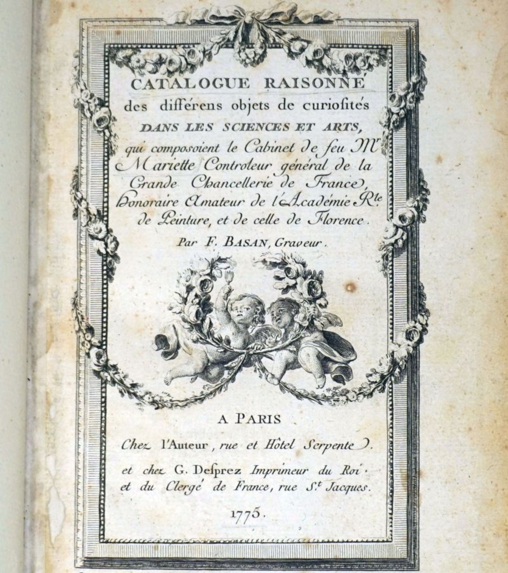 Basan, Pierre-François: Catalogue raisonné des différens objets de curiosités da...