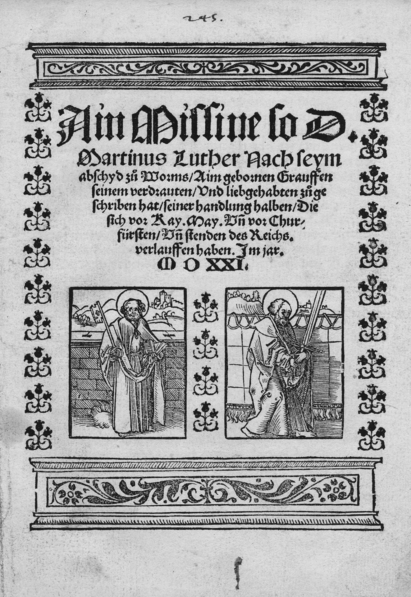 Luther, Martin: Ain Missive so Luther nach seym abschyd zů Worms zůgesch...