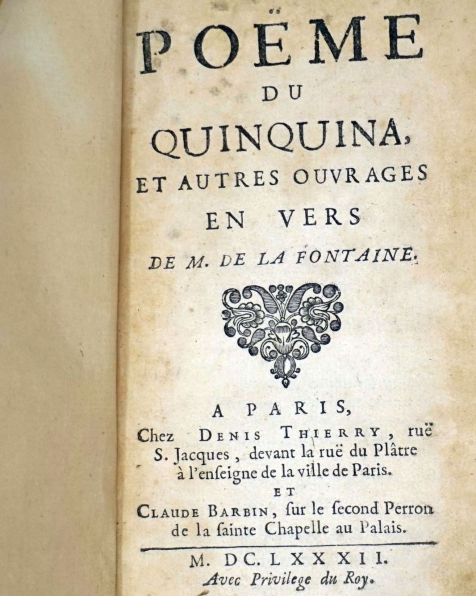 La Fontaine, Jean de: Poëme du Quinquina, et autres ouvrages en vers