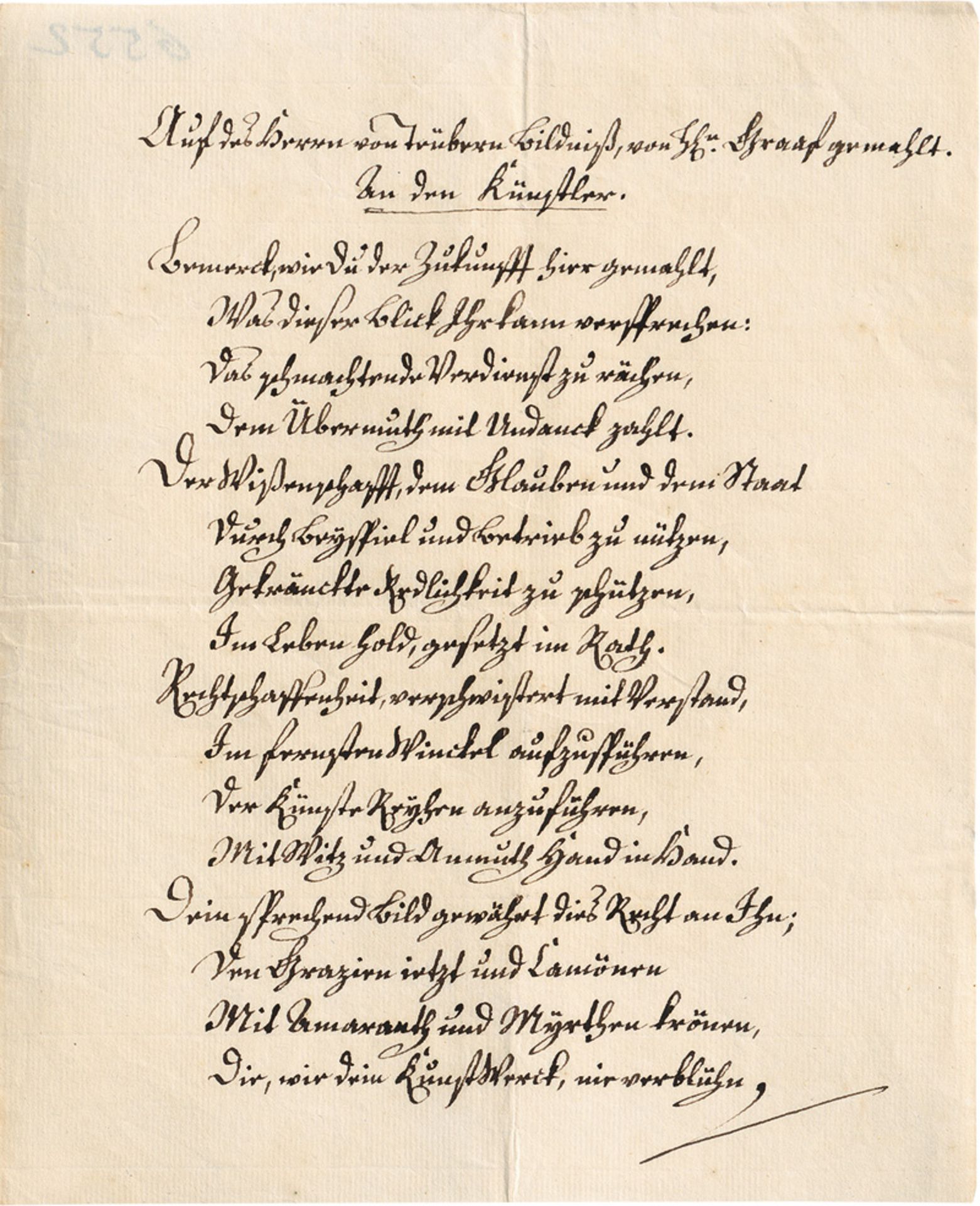 Crusius, Christian August: Brief 1771 an Anton Graff