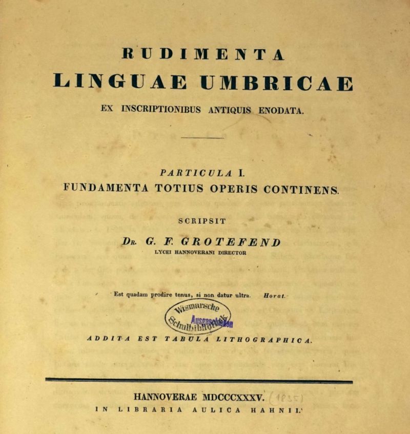 Grotefend, Georg Friedrich: Rudimenta linguae Umbricae