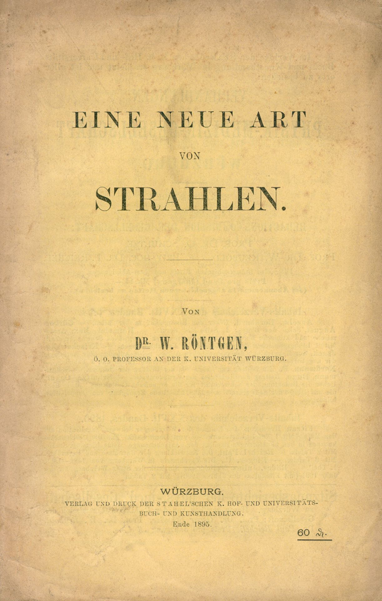 Röntgen, Wilhelm Konrad: Ueber eine neue Art von Strahlen - Image 2 of 2